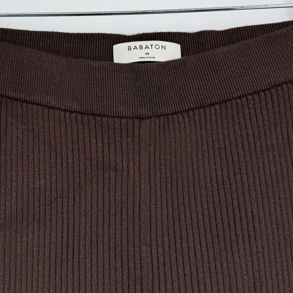 NWT Babaton Aritzia Rich Mocha Brown‎ Rib Knit Leggings Side Slits M - Picture 4 of 11